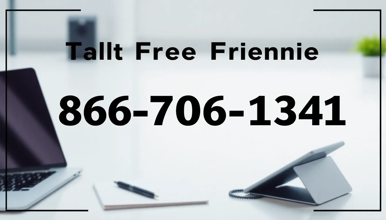 Graphic representation of a toll-free number in a modern office setting.